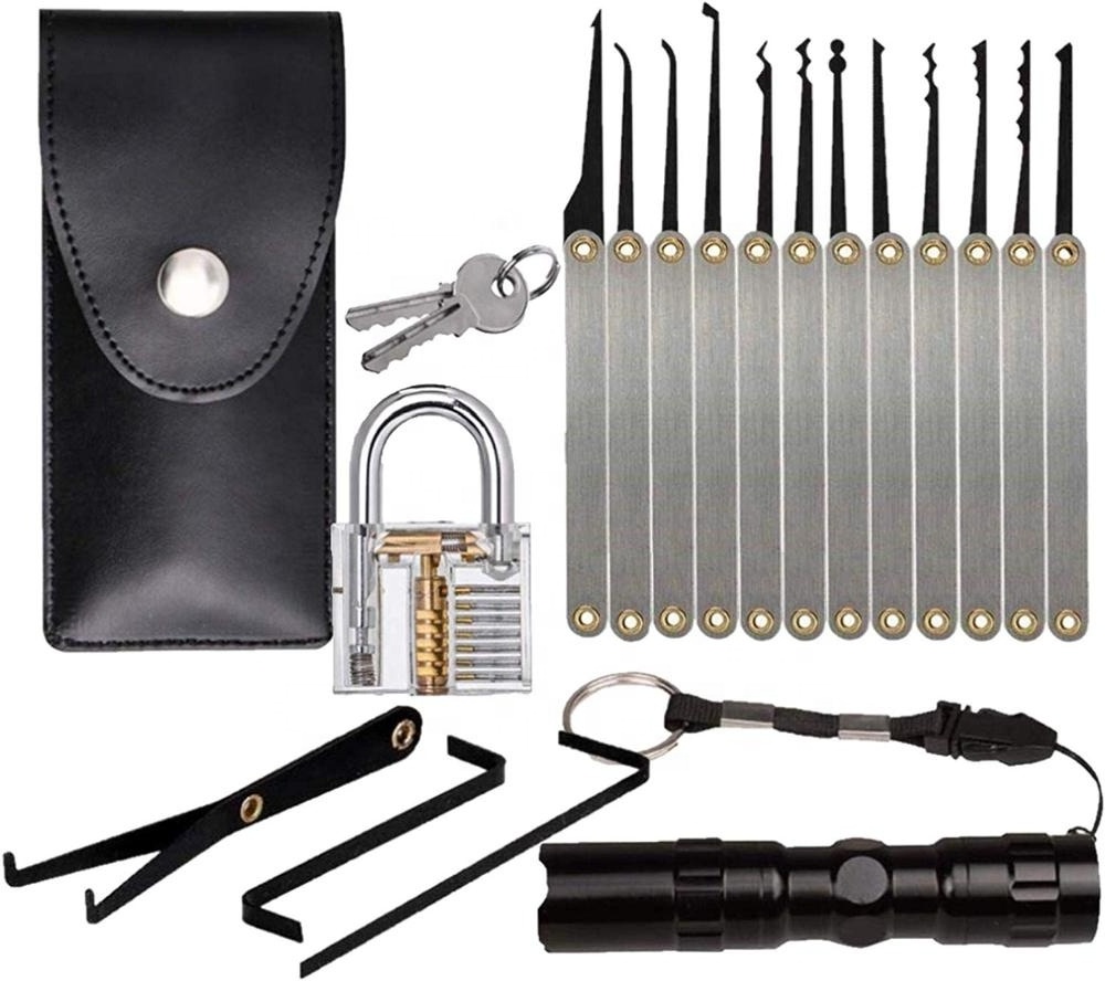 Locksmith Supplies 12 pcs lock pick set With Transparent Practice Lock Picking Tools