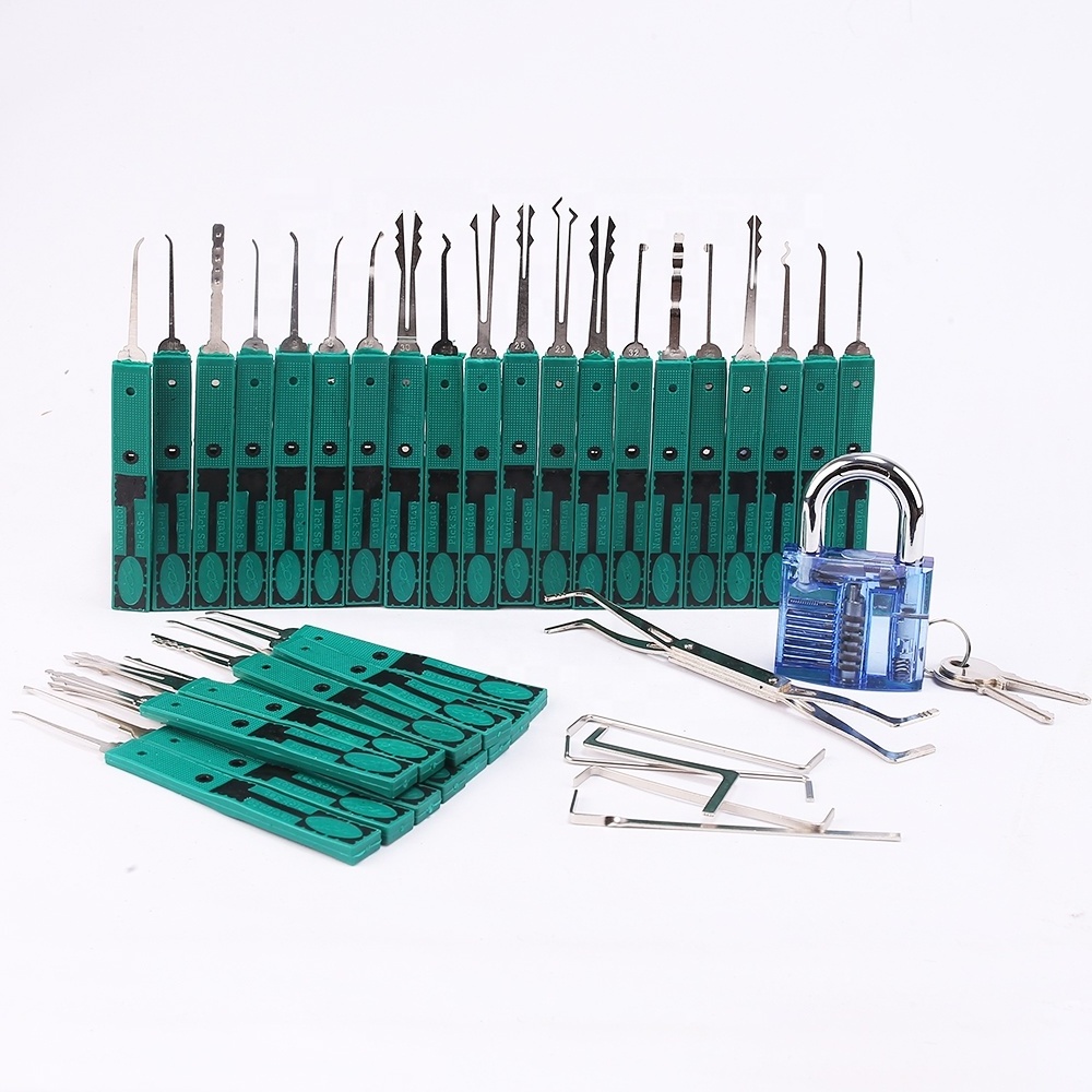 Professional Practice Tool Lockset, Pick Set with transparent Locks 32 pcs Tools