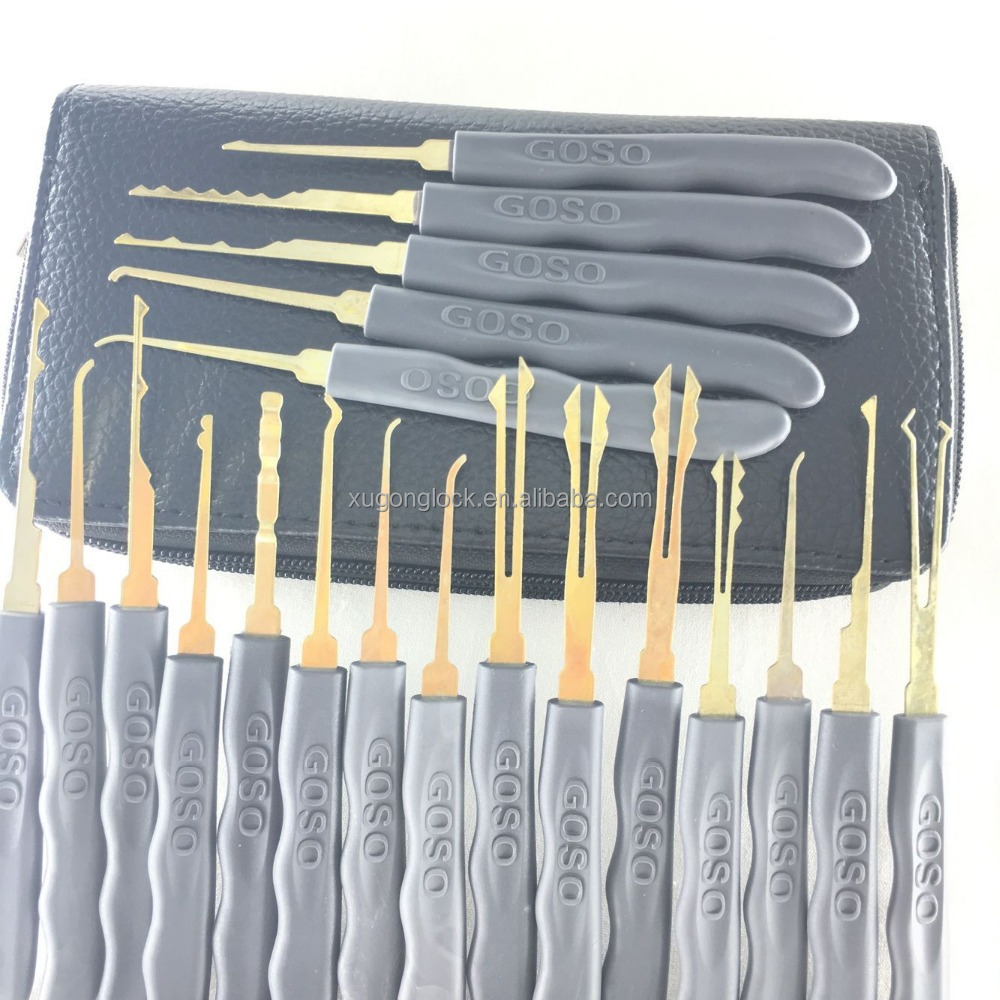 practice lock pick set transparent padlock +GOSO 24 piece lock picks with leather case