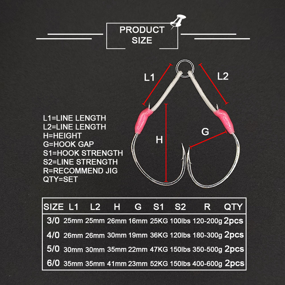 XUHANG MAG SCETN2 UV luminous glow jigging twin bkk olta inesi tuna hook high carbon