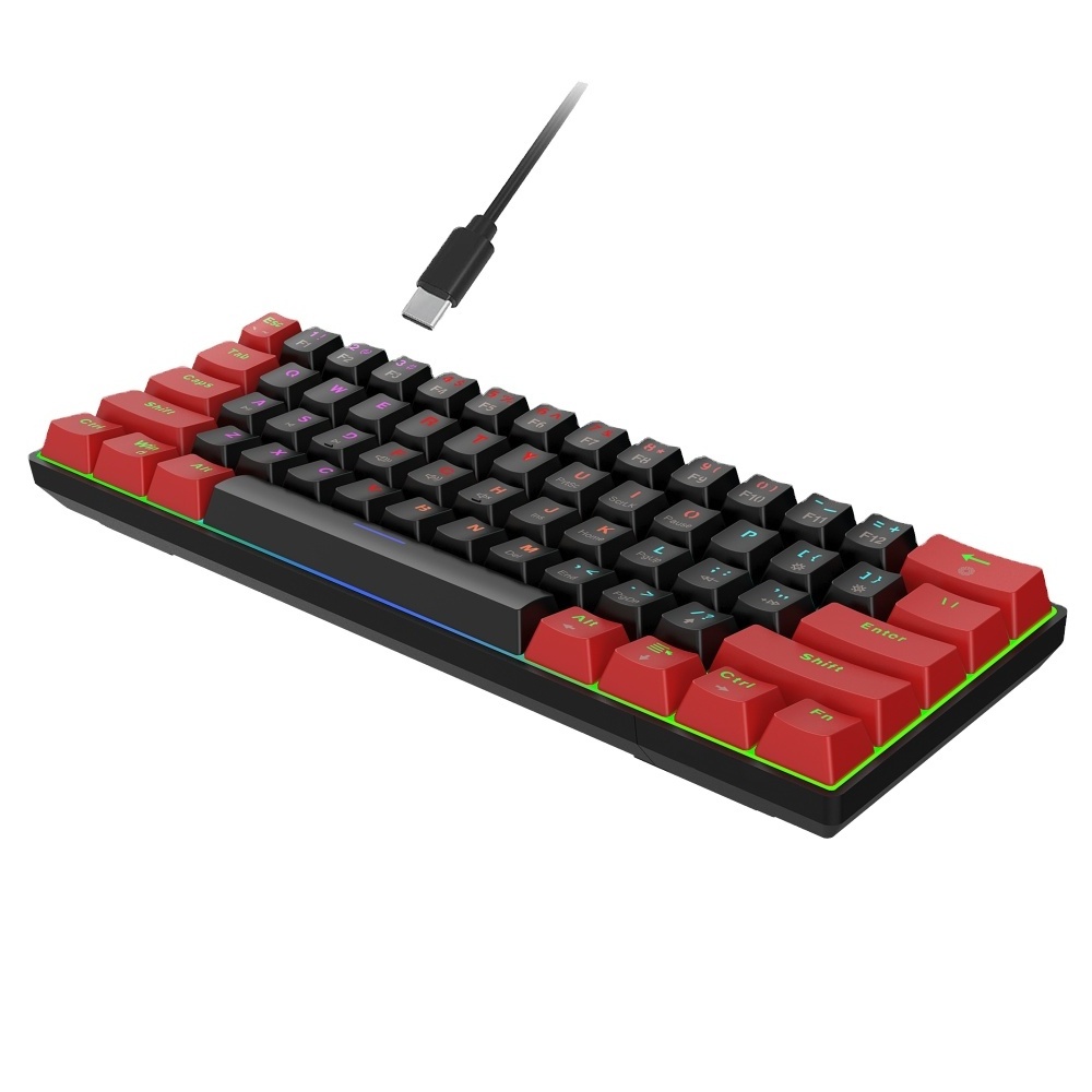 Popular choice OEM V900 61keys compact mini led backlit waterproof gaming mechanical keyboard with blue Axis