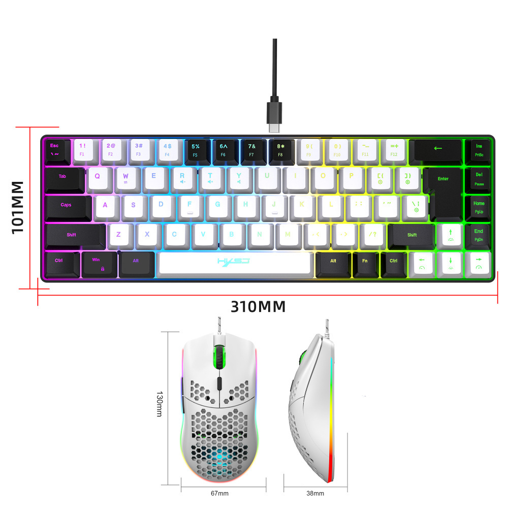 New arrival 68 key RGB Programmable Mechanical wired Gaming keyboard and mouse combo