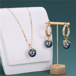 Guam gold plated Jewelry Hawaiian large pearl Pendant Necklace Earrings Jewelry set wholesale