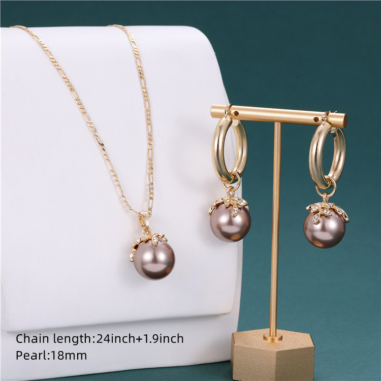 Guam gold plated Jewelry Hawaiian large pearl Pendant Necklace Earrings Jewelry set wholesale