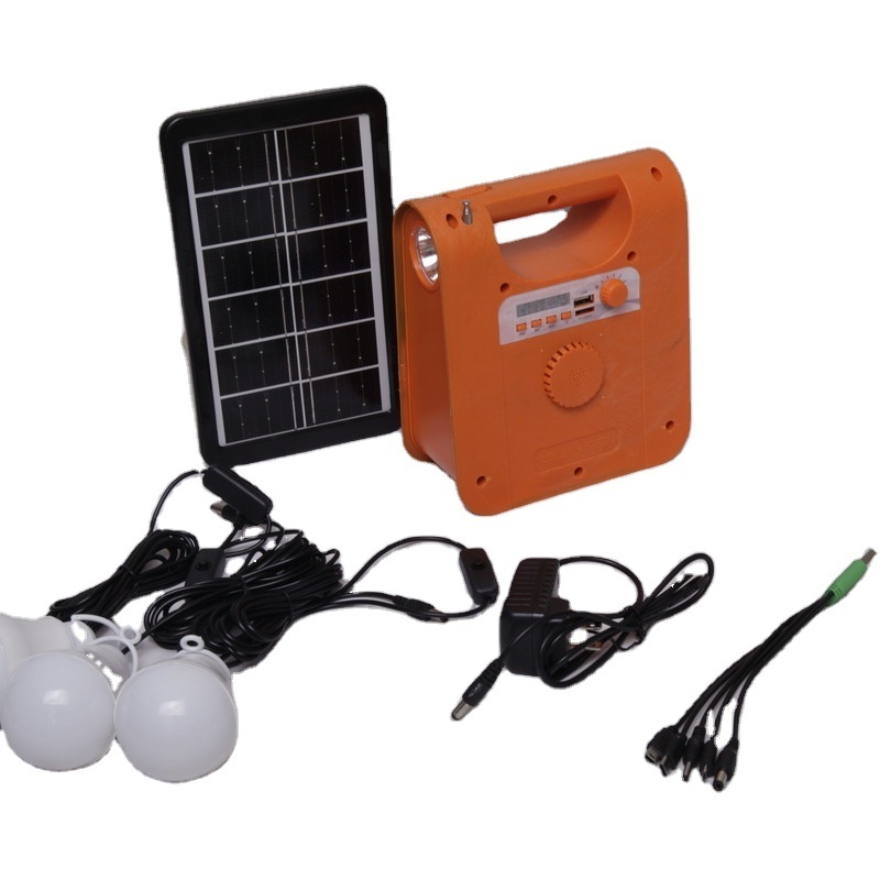 5VLED FM/Bluetooth/MP3 solar Home system  KIT lighting  Solar kit flashlight reading light with bulb solar mobile power supply