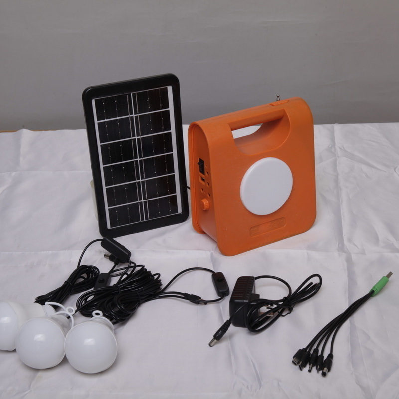 5VLED FM/Bluetooth/MP3 solar Home system  KIT lighting  Solar kit flashlight reading light with bulb solar mobile power supply