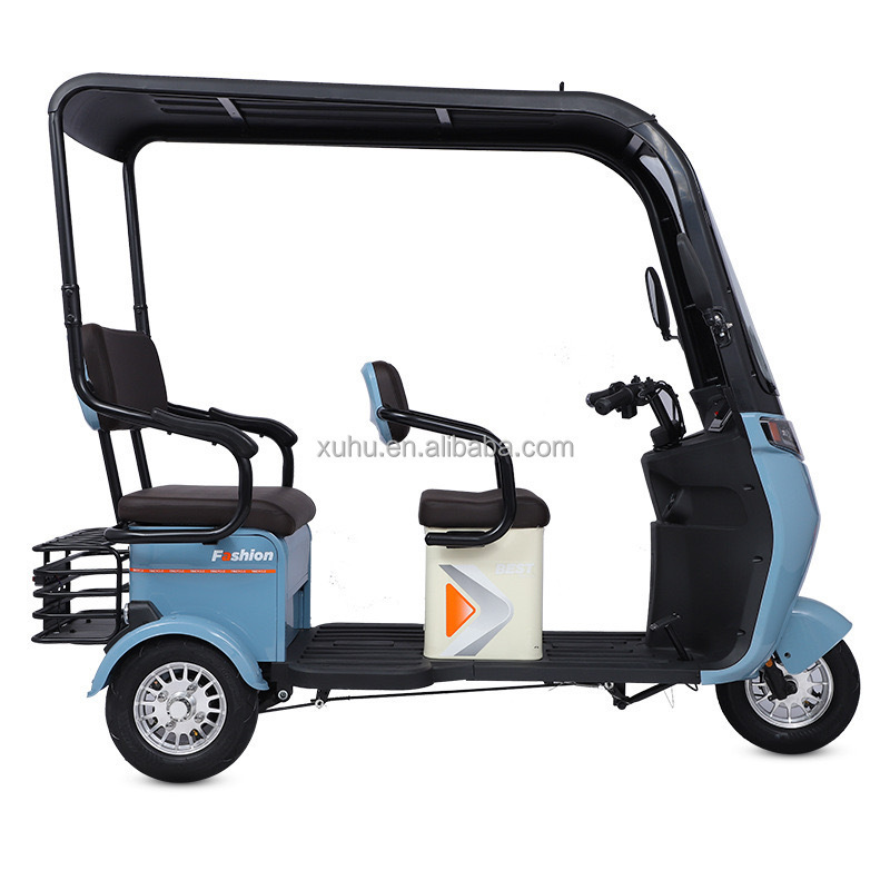 48V/60V Enclosed 3 wheels with cab motorcycle with passenger seat for disabled people rickshaw battery bike