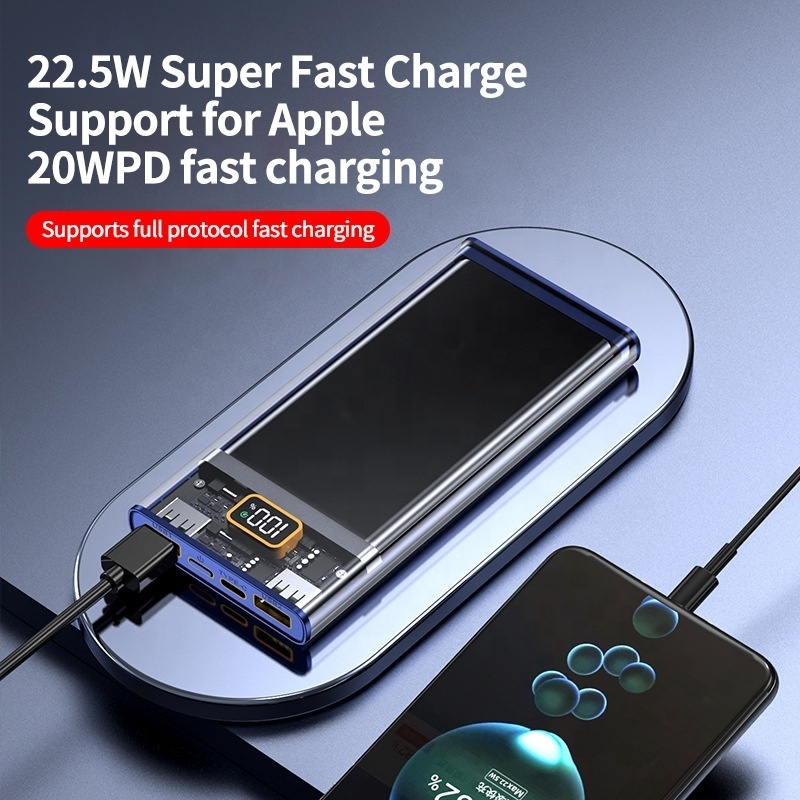 Transparent Power Bank 10000mah 20000mah Pd 22.5w Dual Usb Qc3.0 Portable Fast Charging Power Bank