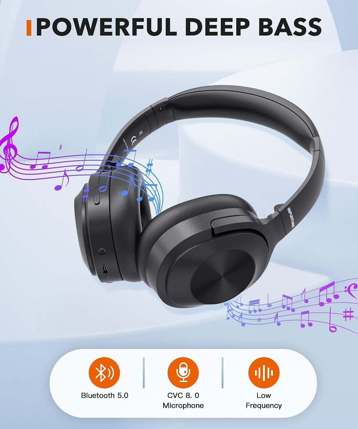 Active Noise Cancelling Headphones With Microphone Wireless Headphones Deep Bass Memory Foam Ear Cups For Tv Travel