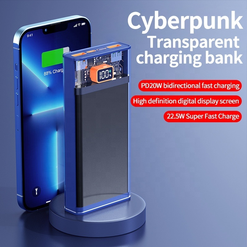 Transparent Power Bank 10000mah 20000mah Pd 22.5w Dual Usb Qc3.0 Portable Fast Charging Power Bank