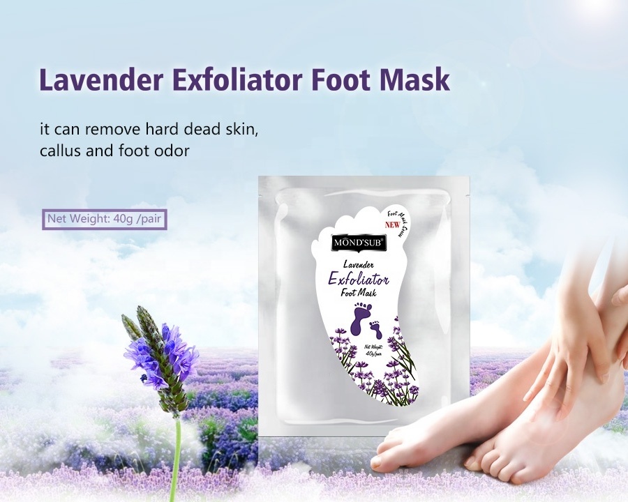 OEM Private Label Socks Peeling Foot Callus Peeling Mask Lavender Exfoliating Foot Peel Mask Manufacturer