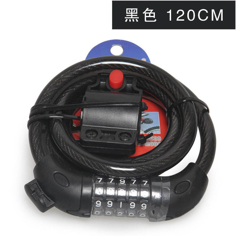 Bike Lock 5-Digit passwords 1200mm Combination Motorcycle Electric Bicycle Cable Lock Steel Coded Bicycle Chain Lock