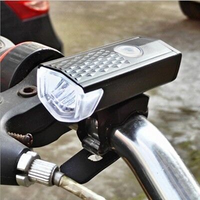 Outdoor USB Bike Light Rechargeable Bicycle Front Light Lamp Headlight Flashlight Cycling LED Flashlight Lantern Black Battery