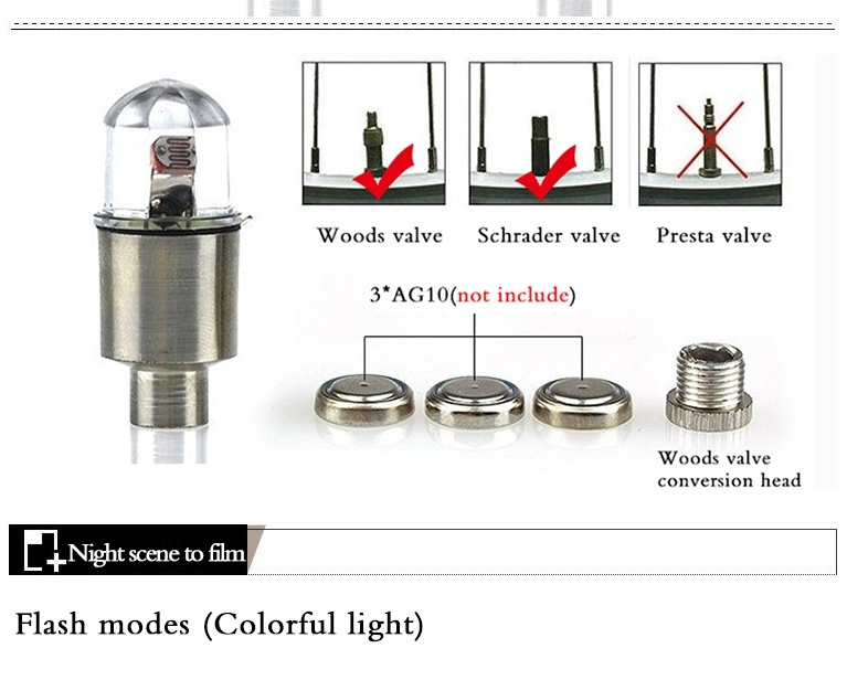 Cycling Accessories Mini Bicycle Lights Wheel Tire Valve's Caps Bike Lamps LED flash bicycle wheel light