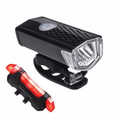 Outdoor USB Bike Light Rechargeable Bicycle Front Light Lamp Headlight Flashlight Cycling LED Flashlight Lantern Black Battery