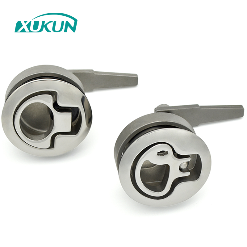 XK246-2  316 stainless steel Buried handle type press Round pull ring Tongue cam lock slam latch