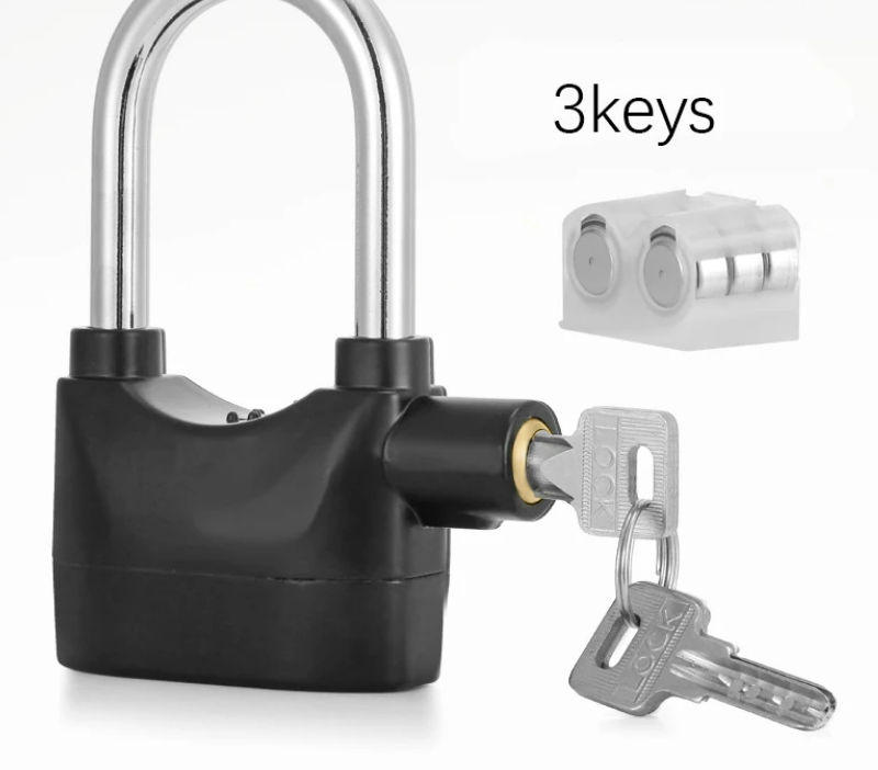 Low Power Alarm Waterproof Short Beam Safety Padlock Steel Aluminium Alloy for Door Lock Keys Included