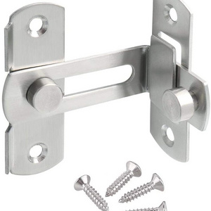 Flip Door Sliding Latch 90 Degree Stainless Steel Latch Right Angle Curved Door Brushed Finish Safety Door Lock