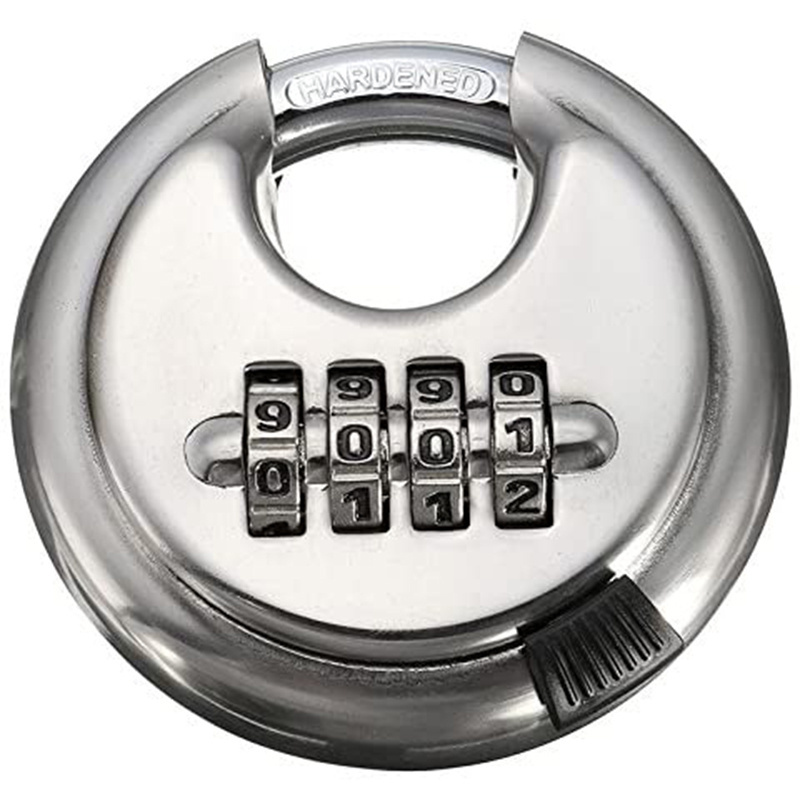 Digit Combination Disc Padlock with Shielded Hardened Shackle Heavy Duty Round Lock