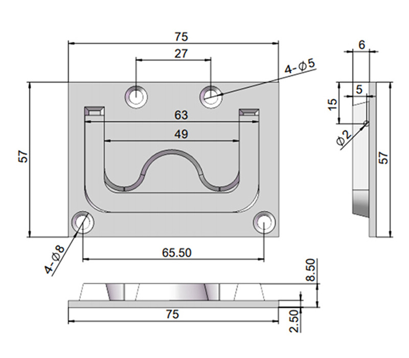 Stainless Steel 304 Square Flush Pull Ring Handles Hidden Recessed Furniture Knobs