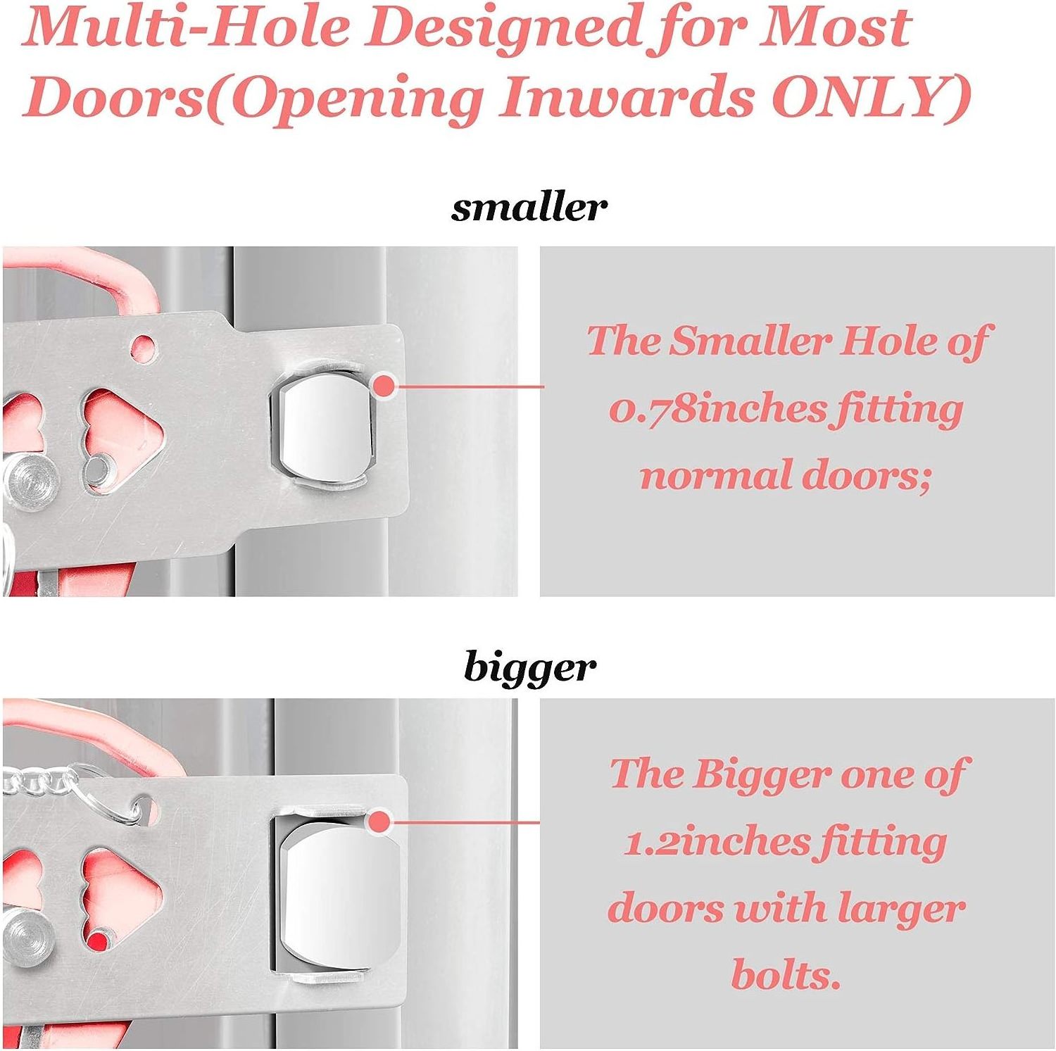 Pink Portable Door Lock Home Security Door Locker Travel Lockdown Locks for Additional Safety and Privacy Perfect