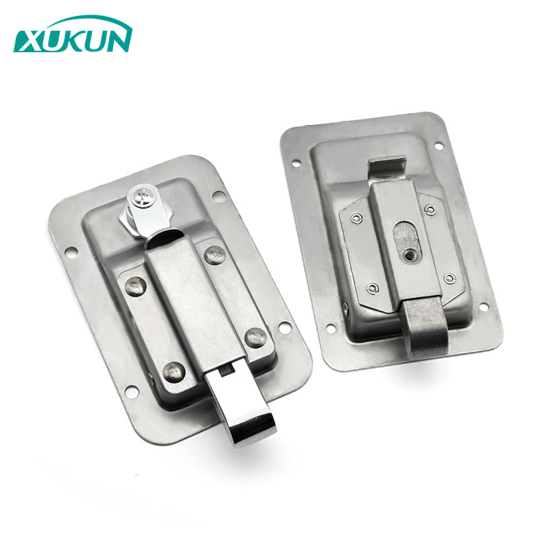 Stainless Steel Door Latch Tool Box lock Paddle Handle Toolbox Flush Trailer Key Van Recessed Lock