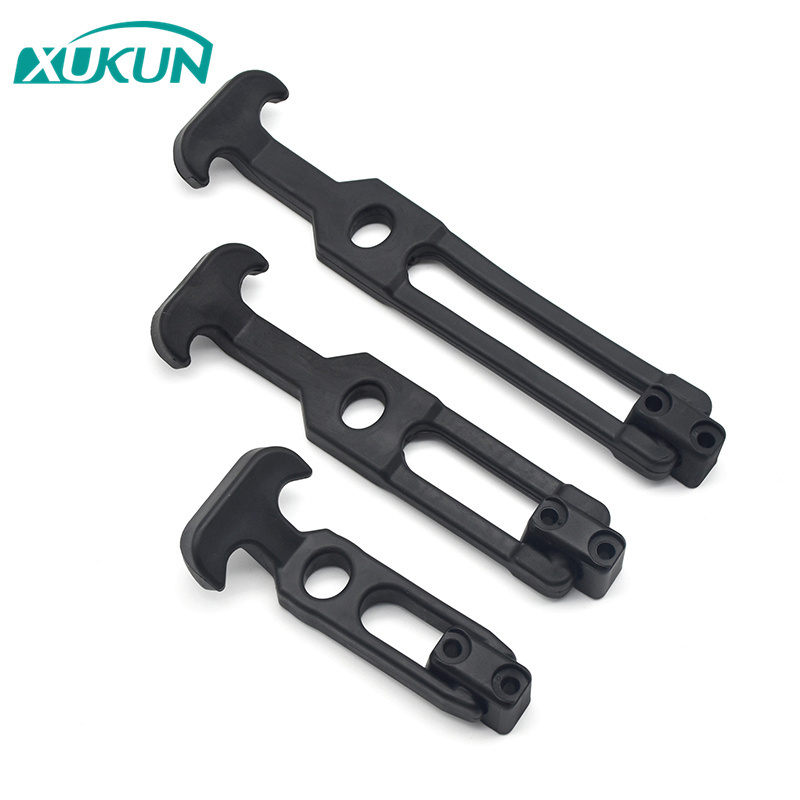 XK709 Rubber Hood Catch Flexible T-Handle Hasp Rubber Flexible Draw latch lock with Brackets for Tool Box Vehicle Engine