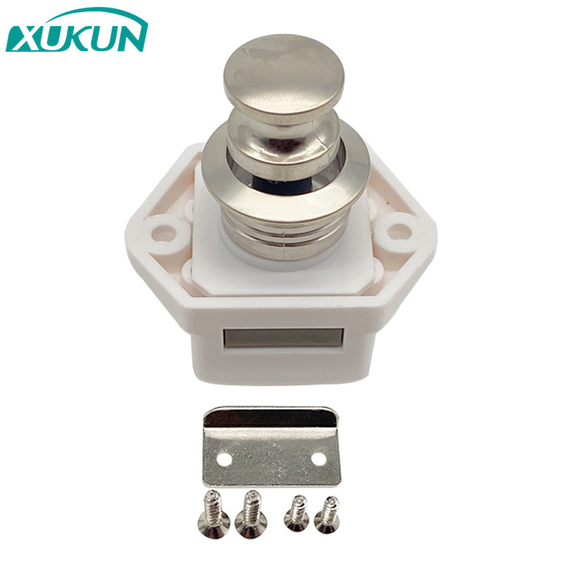 XK257 Plastic lock body zinc alloy rv cupboard door push button catch lock for caravan motorhome Round Door slam lock