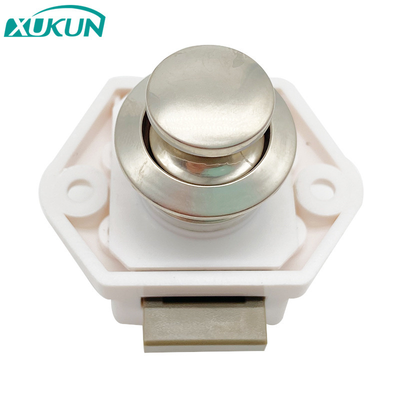 XK257 Plastic lock body zinc alloy rv cupboard door push button catch lock for caravan motorhome Round Door slam lock