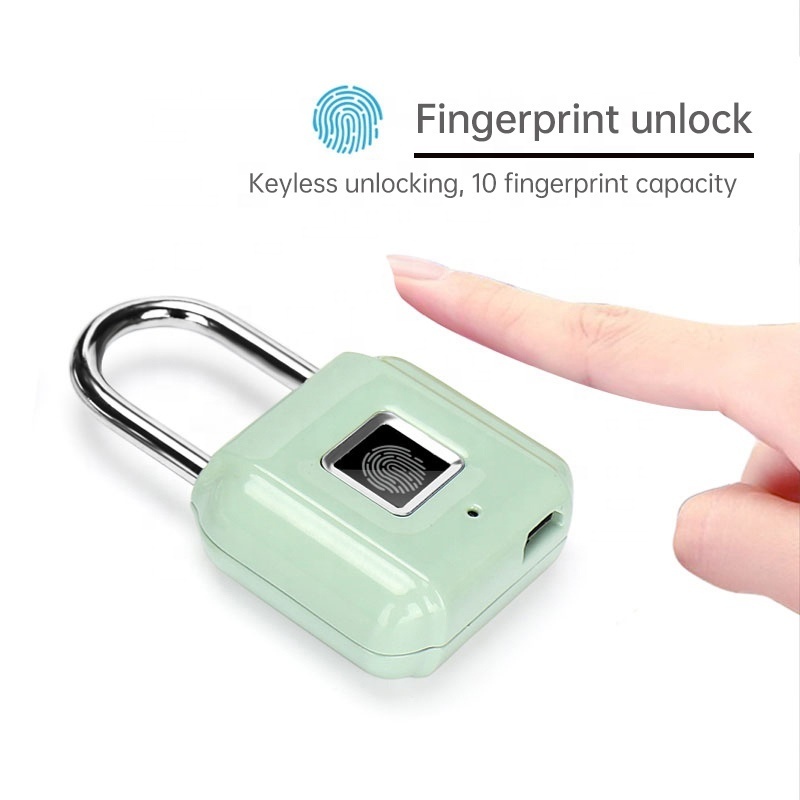 Intelligent Fingerprint Padlock Rechargeable portable Mini Electronic Padlock for Anti-theft school Cabinet lock