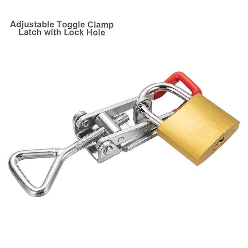 Stainless Steel Heavy Duty Adjustable Toggle Latch Clamp With Lock Hole 300Kg 660Lbs Holding Capacity For Wooden box