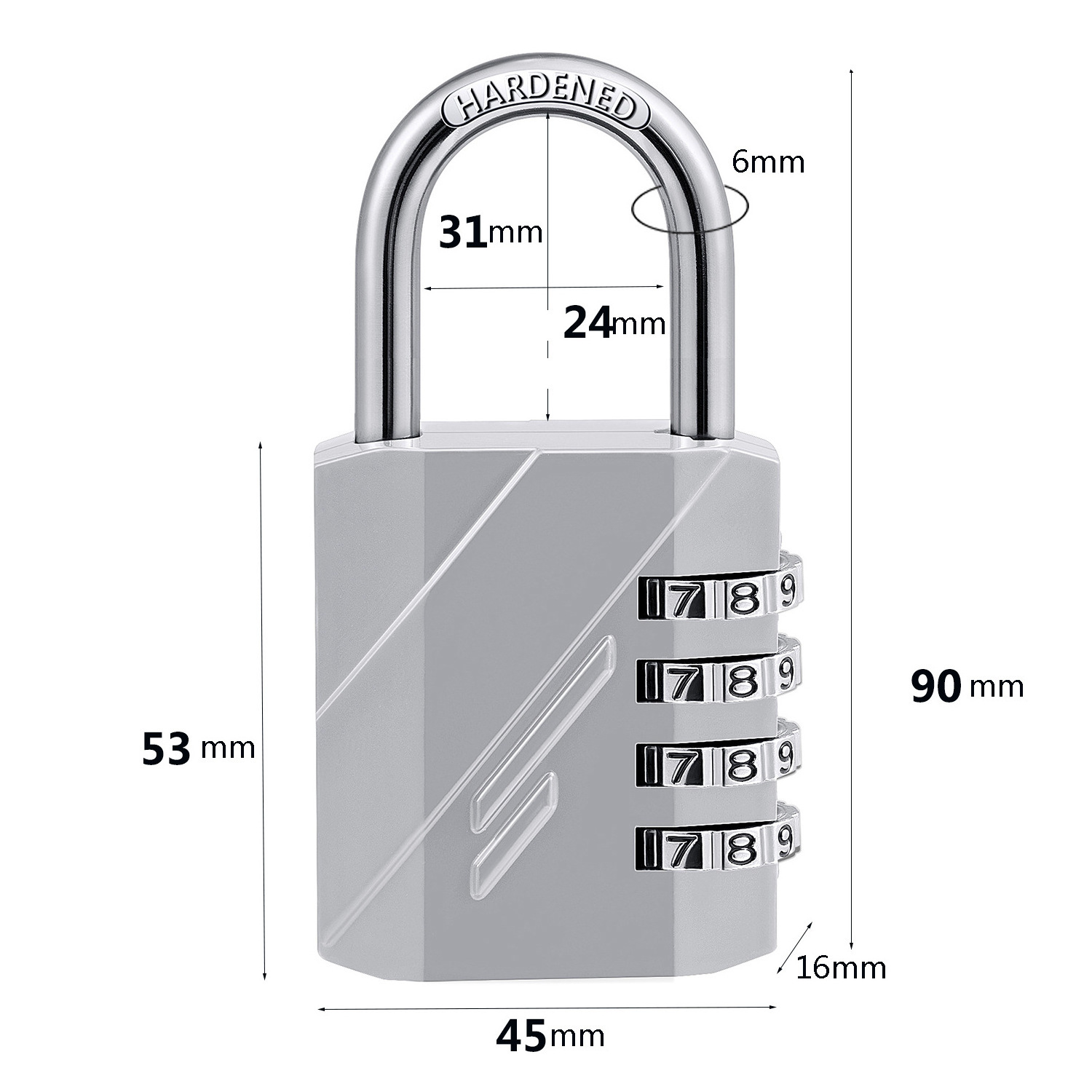 Heavy Duty 4 Digit Outdoor Combination Padlock Cut-Proof Hardened Stainless Steel Shackle Gym Locker Lock