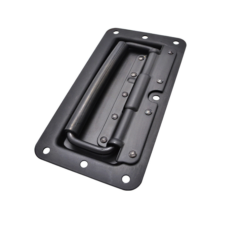 Industrial stainless steel heavy duty recessed zinc cast truck folding drop steel cabinet black spring chest handle for tool box