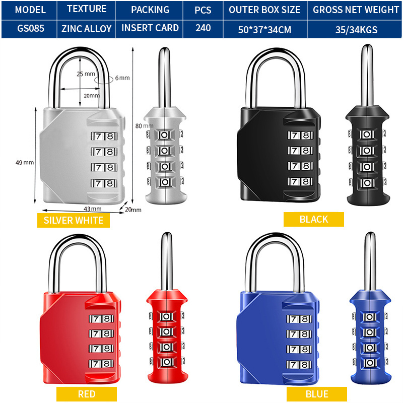 Large 4-Digit Mechanical Zinc Alloy Code Lock Moisture-Proof and Rust-Resistant Padlock for Gym Outdoor Warehouse Door Use