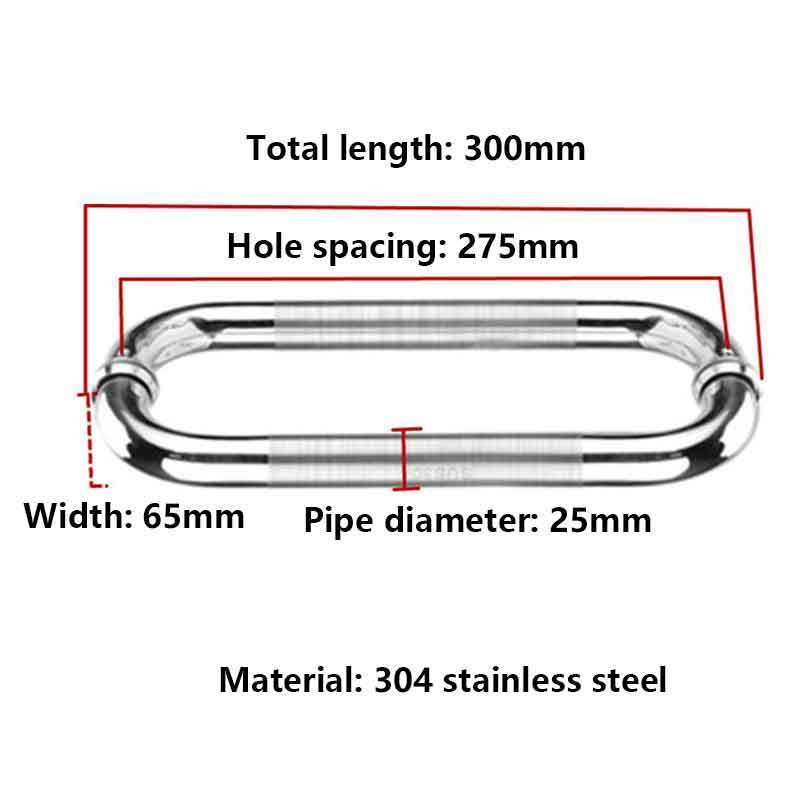 Thickened 304 Stainless Steel Tubular Bathroom And Office Furniture Sliding Glass Door Handle