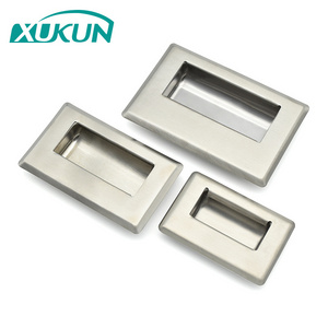 Brushed Nickel Rectangular Hidden Flush Pulls Concealed Recessed Pulls Handles for Cupboards Drawers Cabinet Closet Doors