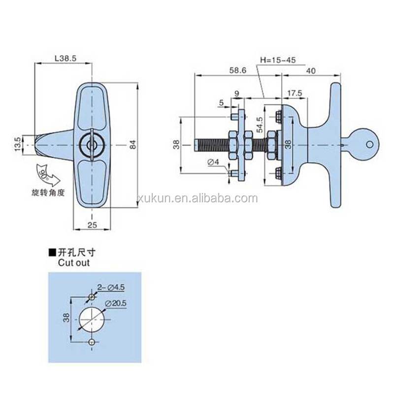 XUKUN Same SOUTHCO 92-21-531 T swivel latch lock black with key mechanical equipment handle cabinet lock