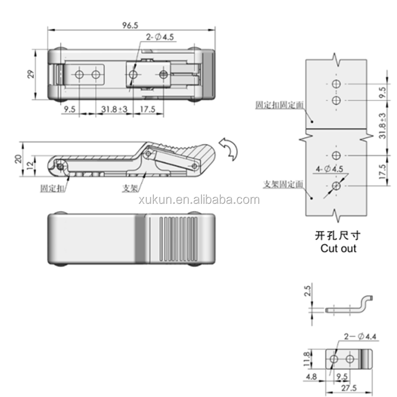 C7-Soft pull door lock rubber clasp with SOUTHCO clasp C7-10 toggle latch Lmpact latch