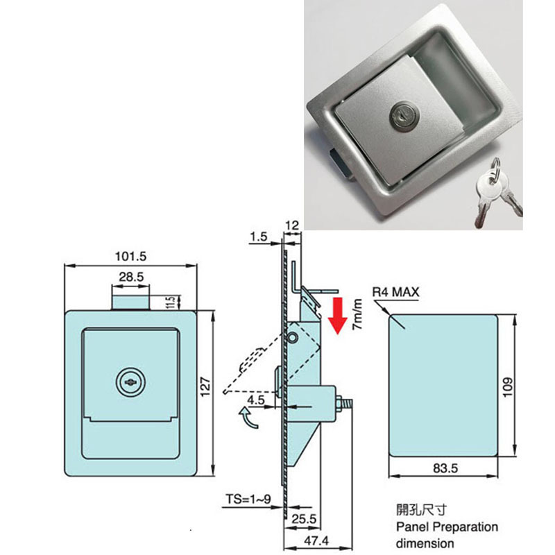 XK101WS XK101YWS  RV Car Paddle Entry Door Lock  ,Latch Handle Knob Deadbolt Camper-Trailer