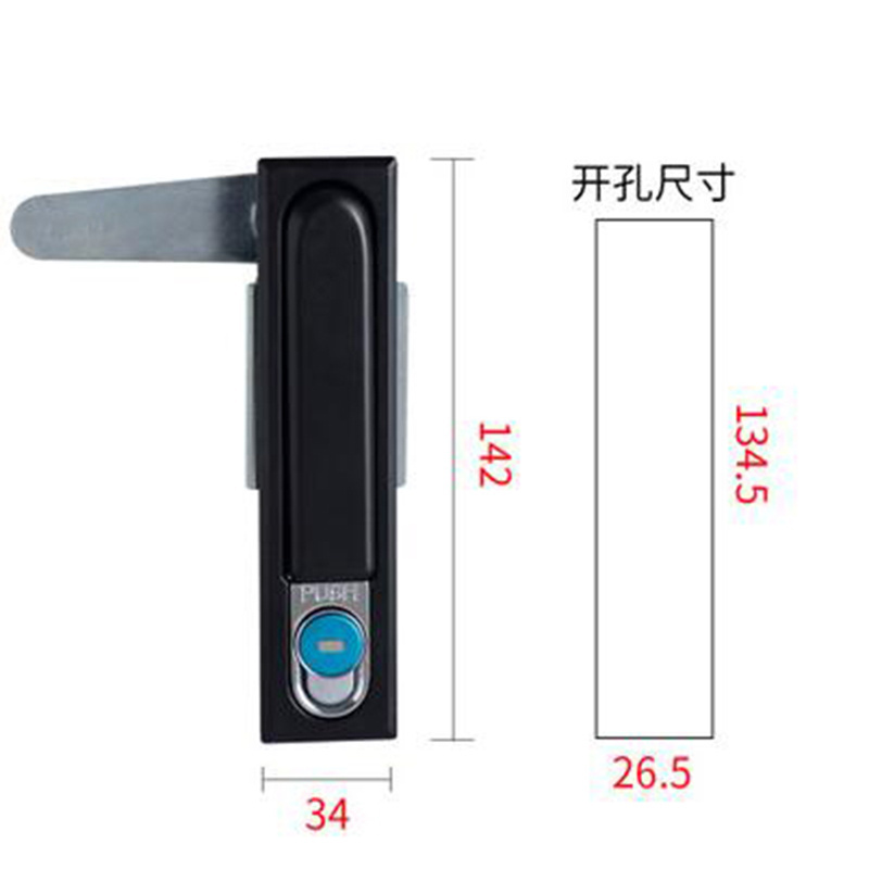 XK136-142B-XX Zinc Alloy black electrical turn cabinet door panel rotated  recessed pull handle lock