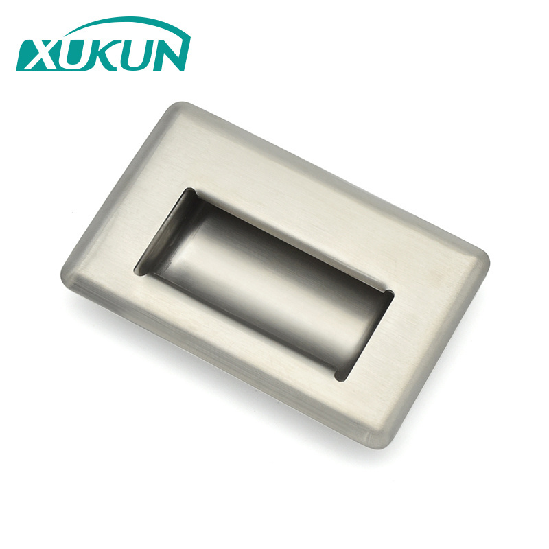 Brushed Nickel Rectangular Hidden Flush Pulls Concealed Recessed Pulls Handles for Cupboards Drawers Cabinet Closet Doors