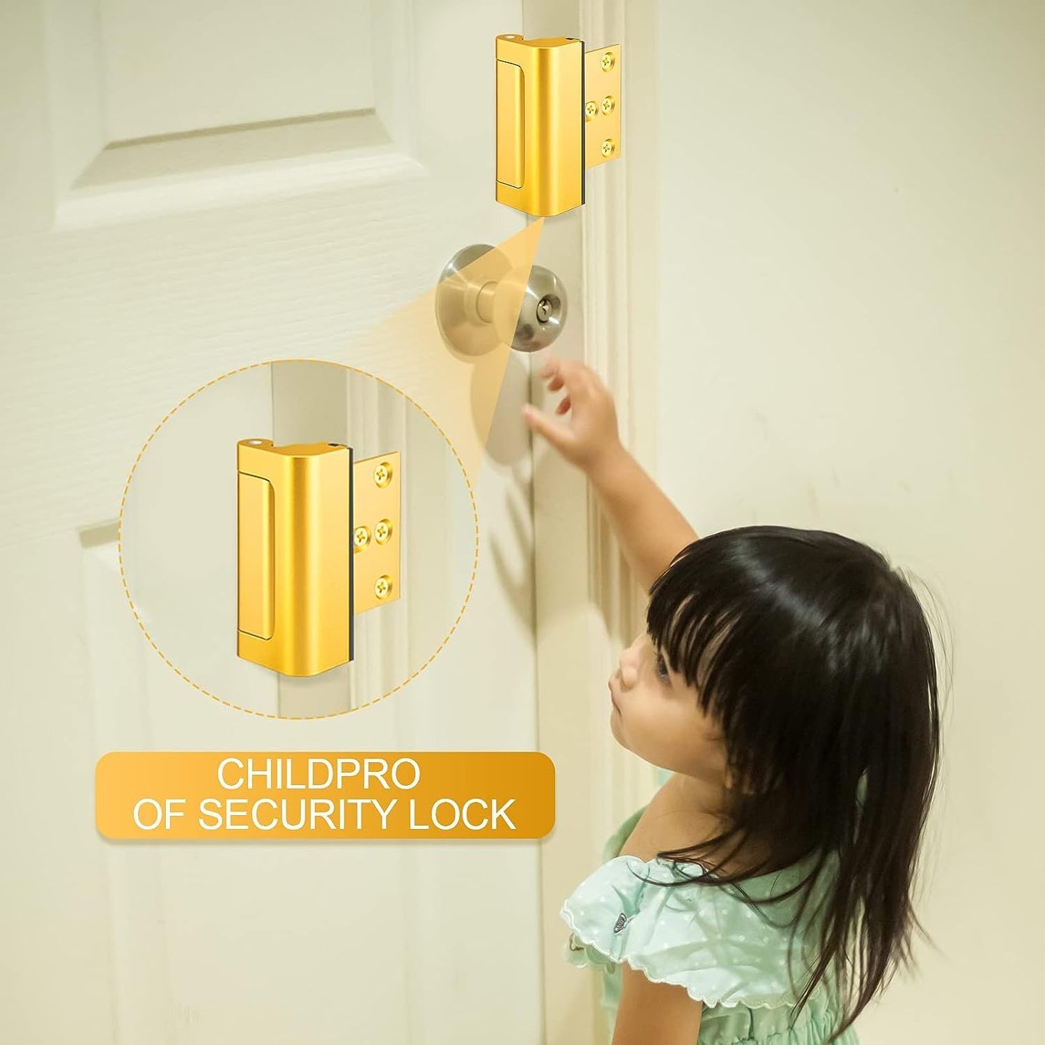 Home Security Door Lock Childproof Door Reinforcement Lock Prevent Unauthorized Entry Aluminum safety door lock for Home Safety