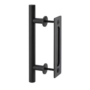 Black 12" Heavy-Duty Steel Sliding Door Handle Barn Door Pull and Flush Hardware for Kitchen Drawers