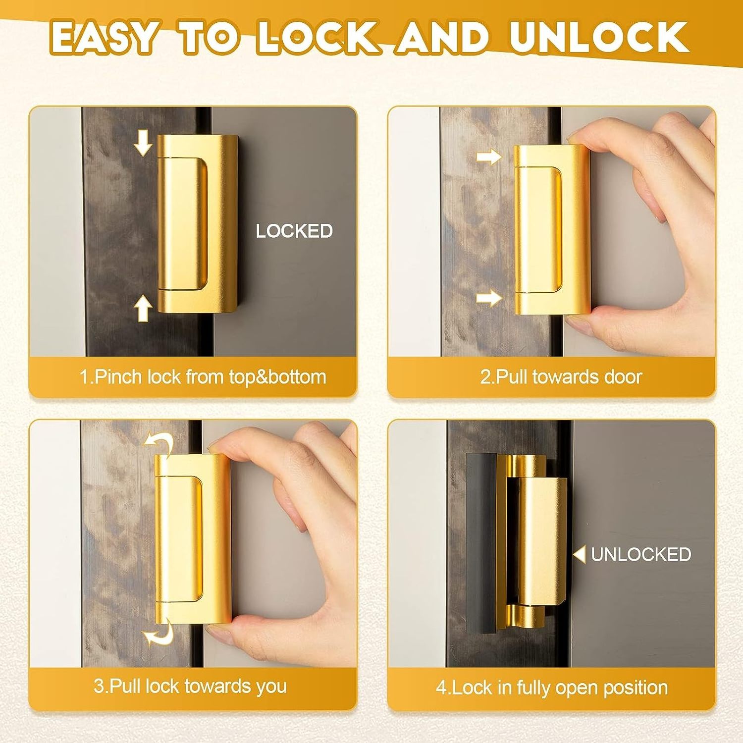 Home Security Door Lock Childproof Door Reinforcement Lock Prevent Unauthorized Entry Aluminum safety door lock for Home Safety