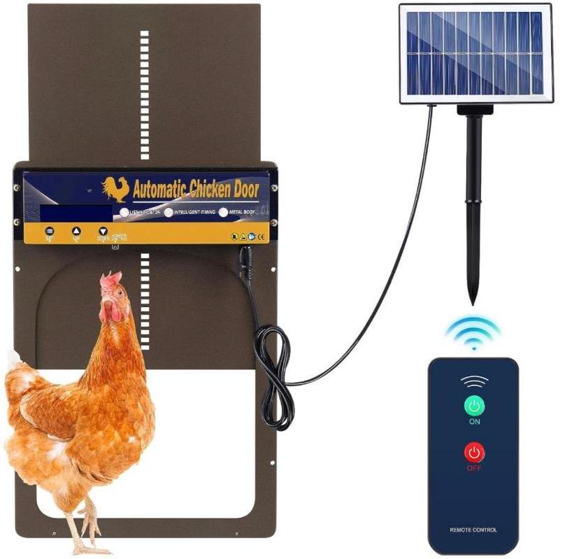 Powered Opener with Timer and Light Sensor Aluminum with Remote Control Automatic Chicken Door