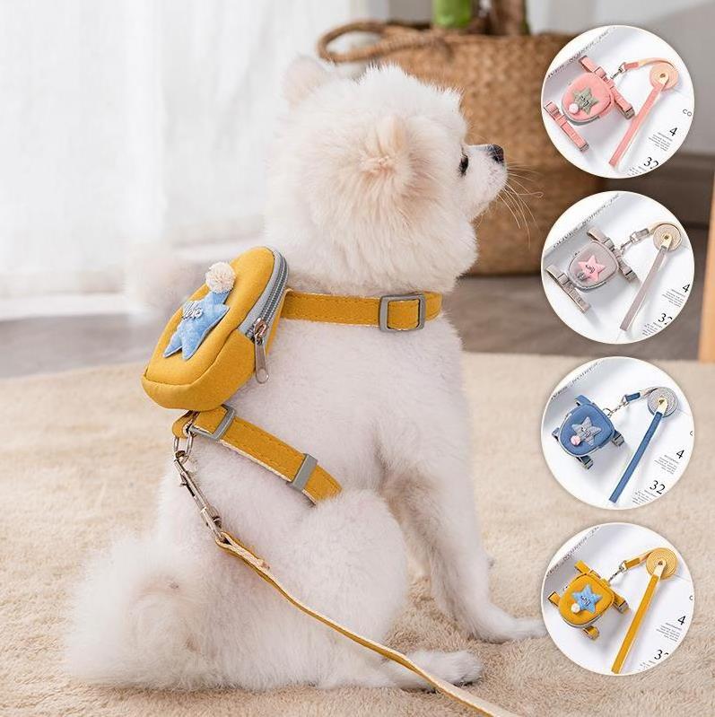 Cute Pet Harness Backpack For Small Pet Cat Dog with Leash Adjustable Backpack dog harness and leash