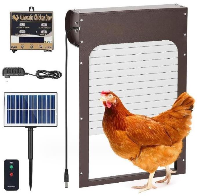 Powered Opener with Timer and Light Sensor Aluminum with Remote Control Automatic Chicken Door