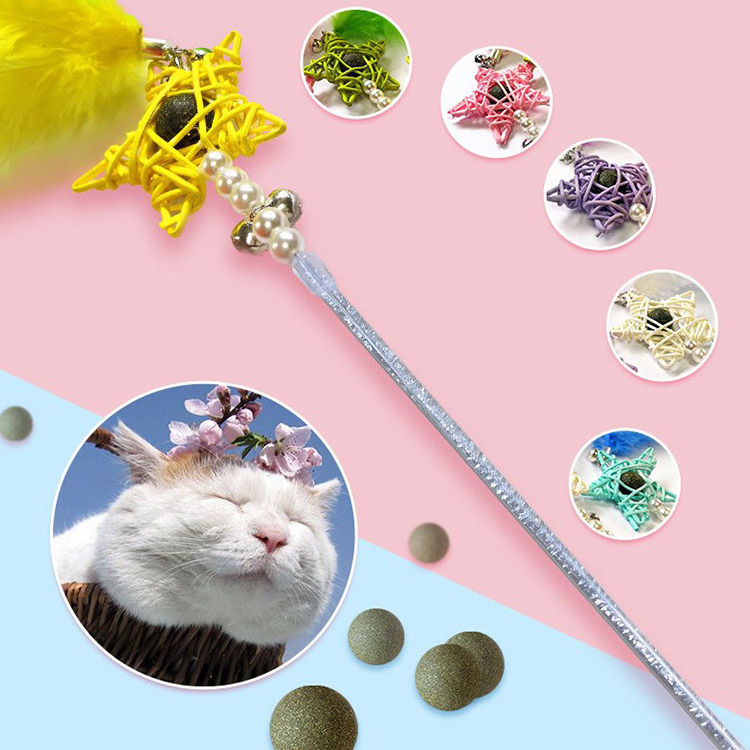 Wand tickling pet play eye magnetic puree attatchments creamy fishing rod retractable teaser feather teasing toy cat funny stick