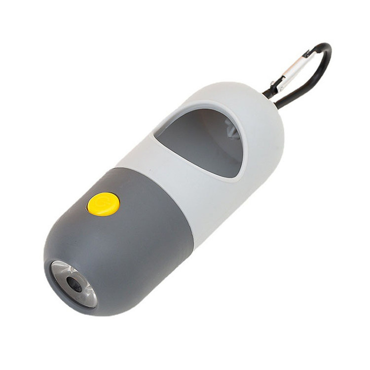 Led Flashlight Pill Shape Dog Waste Bag Dispenser With Button Battery Pet Dog Poop Dispenser Bag Holder