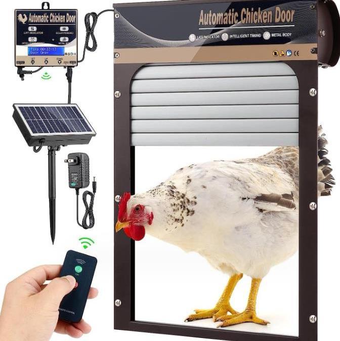 Powered Opener with Timer and Light Sensor Aluminum with Remote Control Automatic Chicken Door